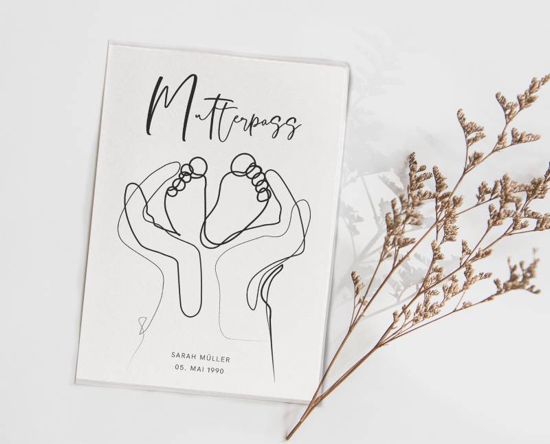 Mutterpasshülle | Hülle Mutterpass Geschenk Schwangerschaft Personalisiert - Oneline Baby von KupferkindDesign