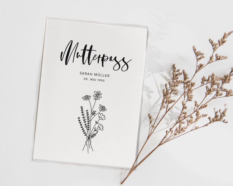 Mutterpasshülle | Hülle Mutterpass Geschenk Schwangerschaft Umschlag Personalisiert - Schlichte Blumen Mutterpasshülle | Hülle Mutterpass Geschenk Schwangerschaft Umschlag Personalisiert - Schlichte Blumen von KupferkindDesign
