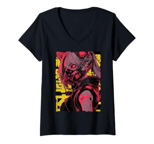 Damen Japan Streetwear Cyberpunk Y2K Techwear Retro Manga Anime T-Shirt mit V-Ausschnitt Damen Japan Streetwear Cyberpunk Y2K Techwear Retro Manga Anime T-Shirt mit V-Ausschnitt von KuraCore / ANIME MERCH KAWAII AESTHETIC HARAJUKU
