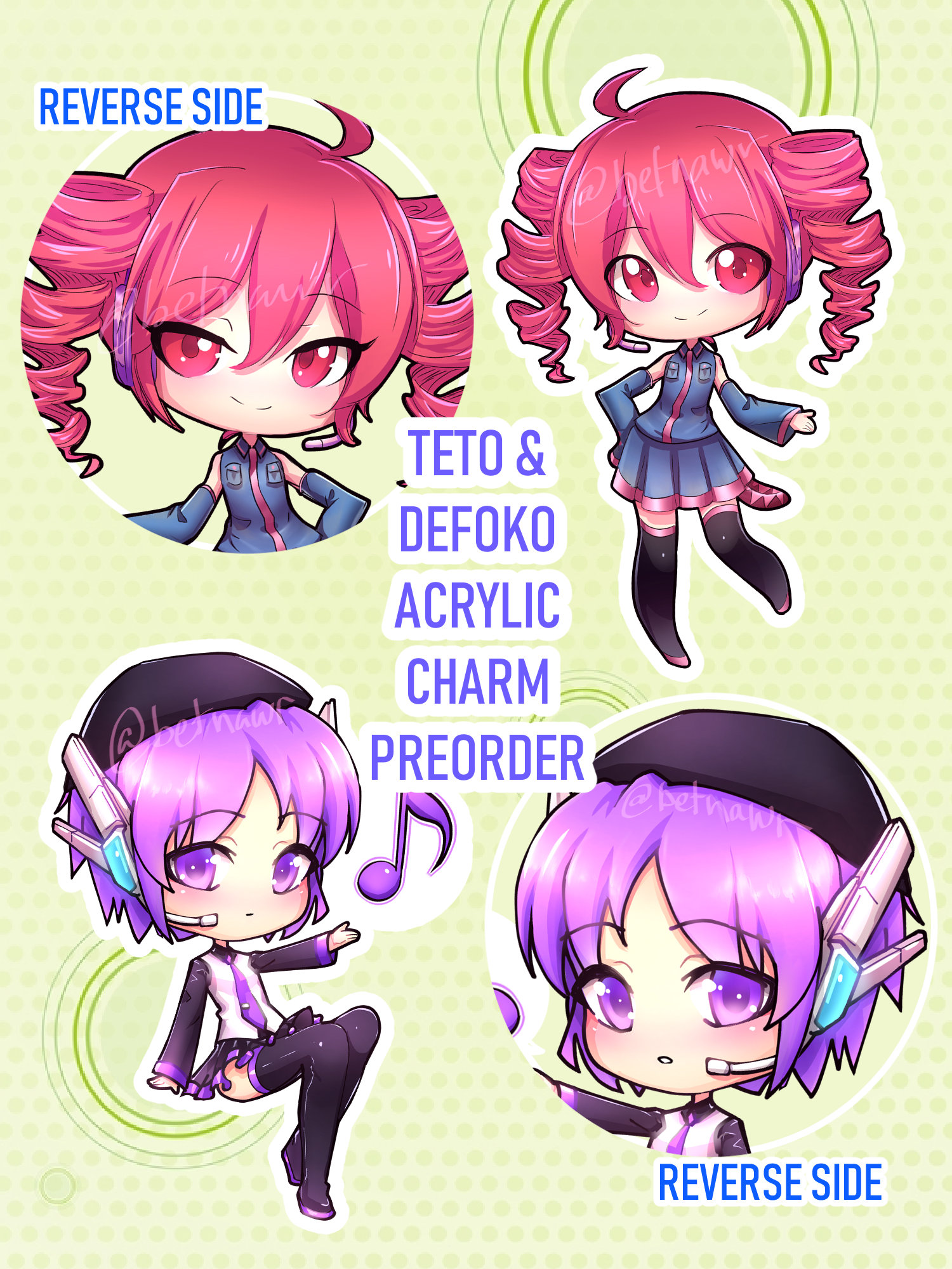 Utau Acryl Charm Teto Kasane Schlüsselanhänger Defoko Uta Utane Vokaloid | 2, 5" Utau Acryl Charm Teto Kasane Schlüsselanhänger Defoko Uta Utane Vokaloid | 2, 5" von Kurabeans
