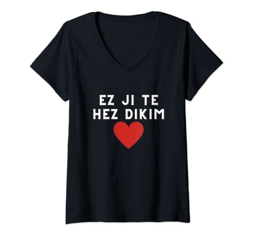 Damen Ez ji te hez dikim - Ich liebe dich auf Kurdisch T-Shirt mit V-Ausschnitt Damen Ez ji te hez dikim - Ich liebe dich auf Kurdisch T-Shirt mit V-Ausschnitt von Kurdish Tshirt