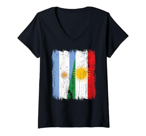 Damen Argentinien Kurdistan Halbflagge Argentinien Kurdisch Trikot T-Shirt mit V-Ausschnitt von Kurdistan Flag Biji Kurdistan Proud Kurdish Roots