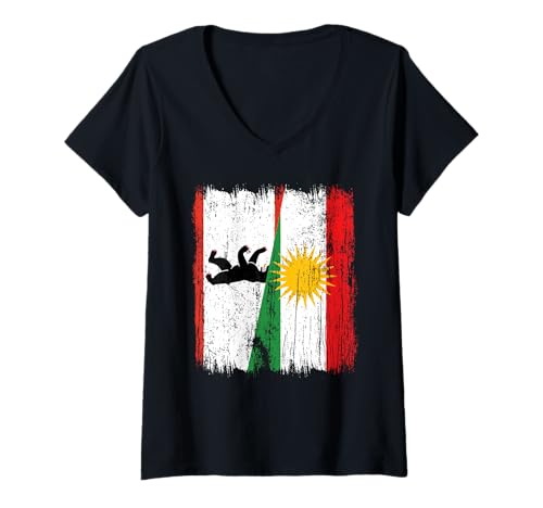 Damen Berlin Kurdistan Halbflagge Deutsche Hauptstadt Kurdisch Trikot T-Shirt mit V-Ausschnitt Damen Berlin Kurdistan Halbflagge Deutsche Hauptstadt Kurdisch Trikot T-Shirt mit V-Ausschnitt von Kurdistan Flag Biji Kurdistan Proud Kurdish Roots