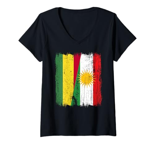 Damen Bolivien Kurdistan Halbflagge Bolivianisches Kurdisches Erbe Trikot T-Shirt mit V-Ausschnitt Damen Bolivien Kurdistan Halbflagge Bolivianisches Kurdisches Erbe Trikot T-Shirt mit V-Ausschnitt von Kurdistan Flag Biji Kurdistan Proud Kurdish Roots