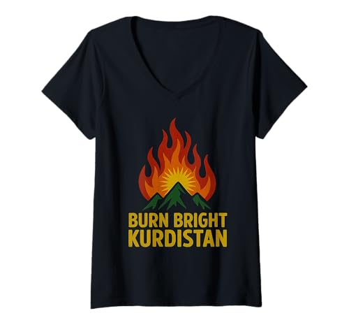 Damen Burn Bright Kurdistan Kurdistan Kurdish Pride Kurdischer Berg T-Shirt mit V-Ausschnitt Damen Burn Bright Kurdistan Kurdistan Kurdish Pride Kurdischer Berg T-Shirt mit V-Ausschnitt von Kurdistan Flag Biji Kurdistan Proud Kurdish Roots