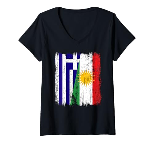 Damen Griechenland Kurdistan Halbflagge Griechisch Kurdisch Heritage Jersey T-Shirt mit V-Ausschnitt Damen Griechenland Kurdistan Halbflagge Griechisch Kurdisch Heritage Jersey T-Shirt mit V-Ausschnitt von Kurdistan Flag Biji Kurdistan Proud Kurdish Roots