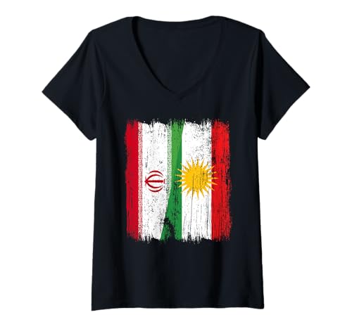 Damen Iran Kurdistan Halbflagge Iranisches Kurdisches Erbe Trikot T-Shirt mit V-Ausschnitt Damen Iran Kurdistan Halbflagge Iranisches Kurdisches Erbe Trikot T-Shirt mit V-Ausschnitt von Kurdistan Flag Biji Kurdistan Proud Kurdish Roots