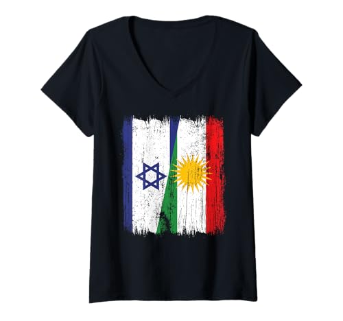 Damen Israel Kurdistan Halbflagge Israelisch Kurdisch Heritage Jersey T-Shirt mit V-Ausschnitt Damen Israel Kurdistan Halbflagge Israelisch Kurdisch Heritage Jersey T-Shirt mit V-Ausschnitt von Kurdistan Flag Biji Kurdistan Proud Kurdish Roots