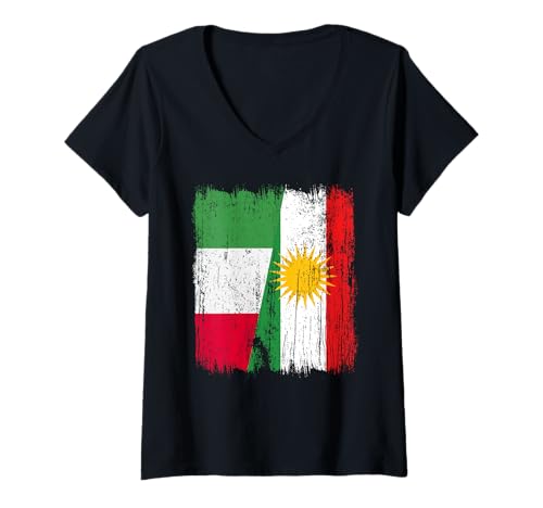 Damen Italien Kurdistan Halbflagge Italienisches Kurdisches Erbe Trikot T-Shirt mit V-Ausschnitt Damen Italien Kurdistan Halbflagge Italienisches Kurdisches Erbe Trikot T-Shirt mit V-Ausschnitt von Kurdistan Flag Biji Kurdistan Proud Kurdish Roots