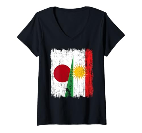 Damen Japan Kurdistan Halbflagge Japanisches Kurdisches Erbe Trikot T-Shirt mit V-Ausschnitt Damen Japan Kurdistan Halbflagge Japanisches Kurdisches Erbe Trikot T-Shirt mit V-Ausschnitt von Kurdistan Flag Biji Kurdistan Proud Kurdish Roots