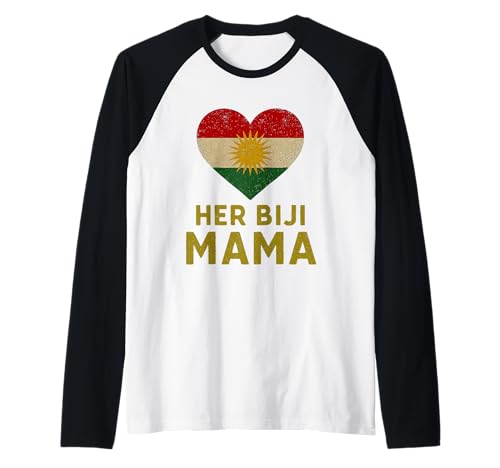 Her Biji Mama Kurdish Mom Kurdische Flagge Herz Mutter Raglan von Kurdistan Flag Biji Kurdistan Proud Kurdish Roots
