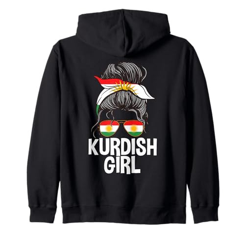 Kurdisches Mädchen, unordentliches Haarknoten, stolz, kurdistanische Frau Kapuzenjacke von Kurdistan Flag Biji Kurdistan Proud Kurdish Roots