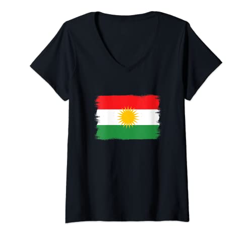 Damen Kurdistan Flagge T-Shirt mit V-Ausschnitt Damen Kurdistan Flagge T-Shirt mit V-Ausschnitt von Kurdistan Kurdische Geschenkideen