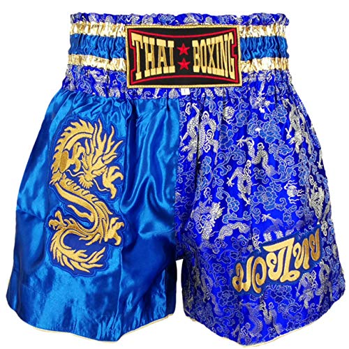 Kurop Boxen Muay Thai Shorts Trunks MMA Kampfsport Kickboxen Kampfsport Bekleidung - Blau - X-Groß von Kurop