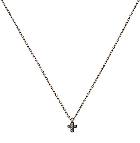 Kurshuni Halskette Kreuz Mini 925er Silber blackplated + Zirkonia Kreuz ca. 4/5 mm/ca. 42-45 cm lang Plus Geschenkbox von Kurshuni