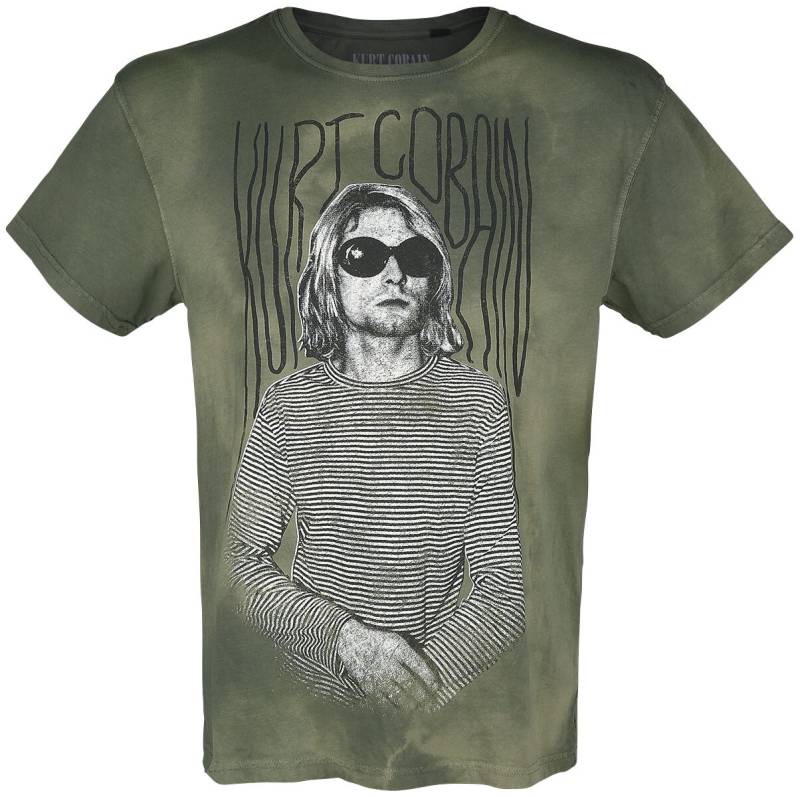 Kurt Cobain T-Shirt - REX Stripes - S bis XXL - für Männer - Größe S - khaki  - Lizenziertes Merchandise! von Kurt Cobain