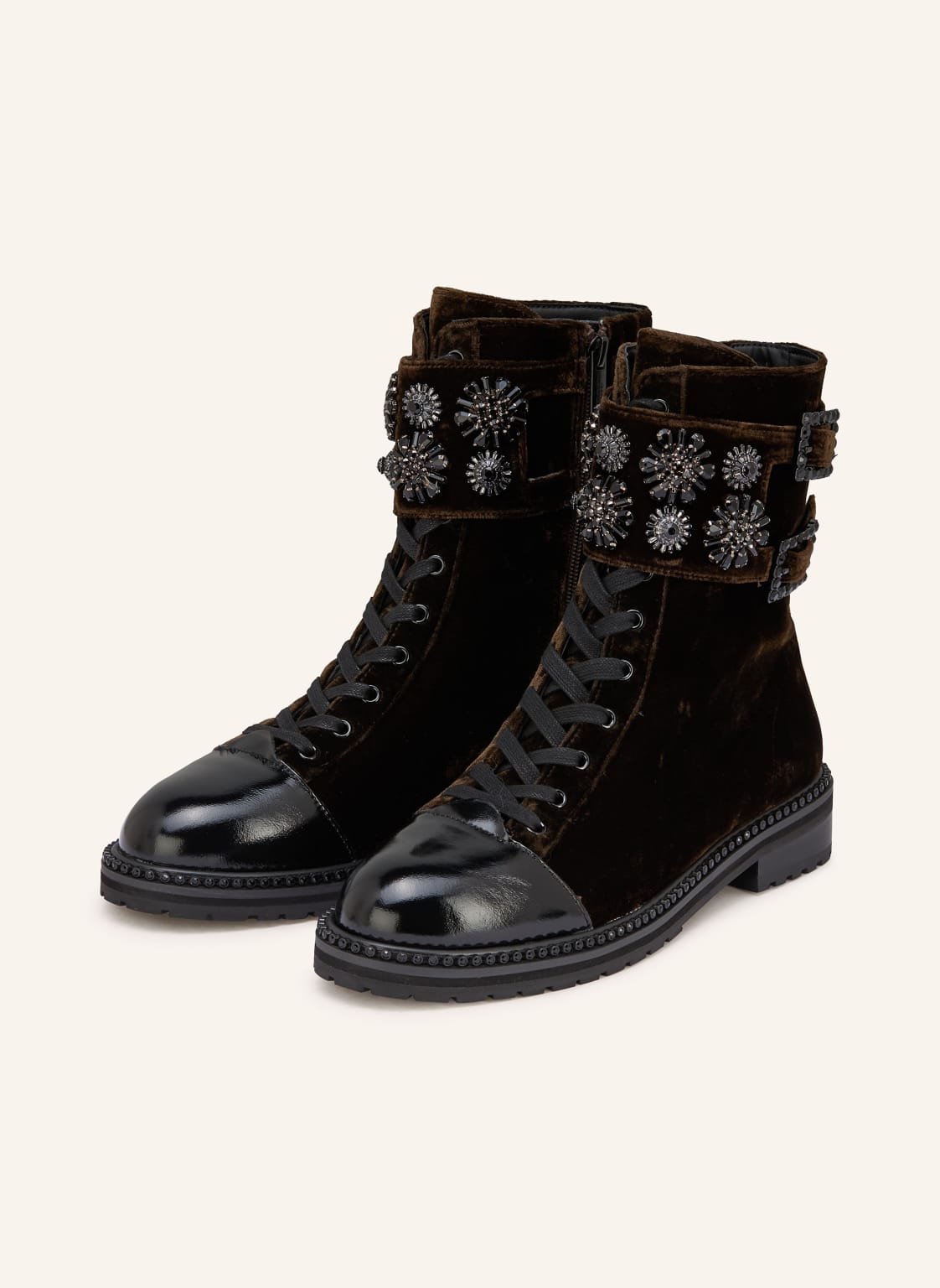 Kurt Geiger Schnürboots Stoop Combat Mit Schmucksteinen braun von Kurt Geiger