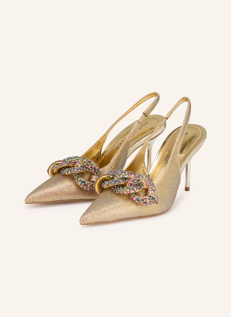 Kurt Geiger Slingpumps Crystal Chain Mit Schmucksteinen gold von Kurt Geiger