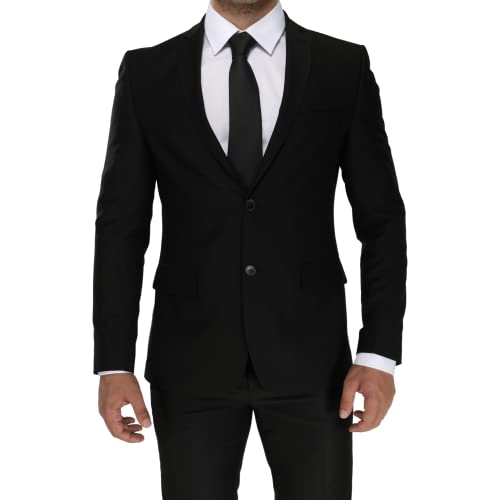 Kurt Suit Premium Herren Anzug Slim Fit 2-teilig aus Viskose sportlicher edler Abendanzug für Business Hochzeit Smoking Herrenanzug Sakko Set (SCHWARZ 58) von Kurt Suit WIR ZIEHEN AN