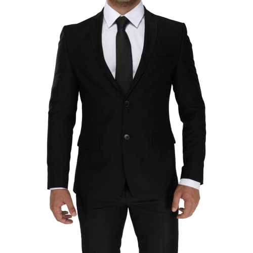 Kurt Suit Premium Herren Anzug Slim Fit 2-teilig aus Viskose sportlicher edler Abendanzug für Business Hochzeit Smoking Herrenanzug Sakko Set (SCHWARZ 50) von Kurt Suit WIR ZIEHEN AN