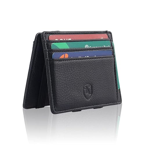 Kurt® Slim Magic Wallet mit Münzfach & RFID-Schutz | Kartenetui Herren & Damen | Kreditkartenetui klein | Mini Leder Geldbörse | Portmonee Portemonnaie | Geldbeutel -Schwarz von Kurt