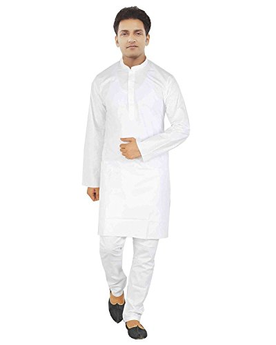 Kurta Baumwoll-Pyjama für Herren, weiß Gr. M, weiß von Royal Kurta