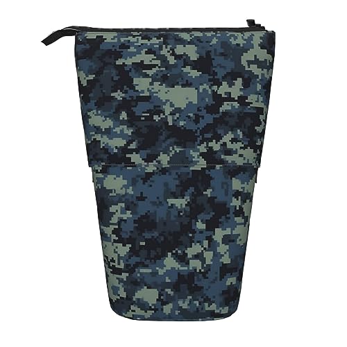 Camo Muster Drucken Bleistift Beutel Stehen Bis Bleistift Fall Dauerhafte Teleskop Stift Tasche Make-up Tasche Für Bürobedarf, Schwarz , Einheitsgröße, Modern von Kururi