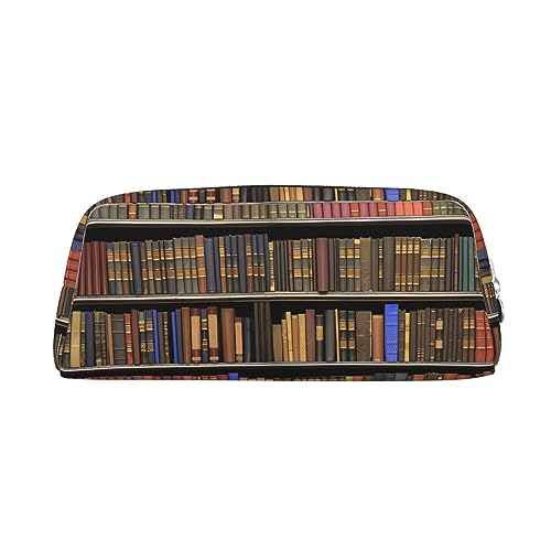 Kururi Bibliothek Bücherregal Druck Bleistift Fall Tragbare Reise Make-up Tasche Schreibwaren Organizer Box für Bürobedarf Reisen, silber, Einheitsgröße, Kulturbeutel von Kururi