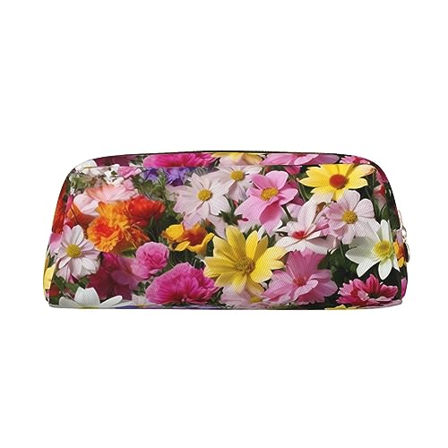 Kururi Blooming Flowers Print Pencil Case Portable Travel Makeup Bag Pen Pouch Organizer Box For Office Supplies Travel, gold, Einheitsgröße von Kururi