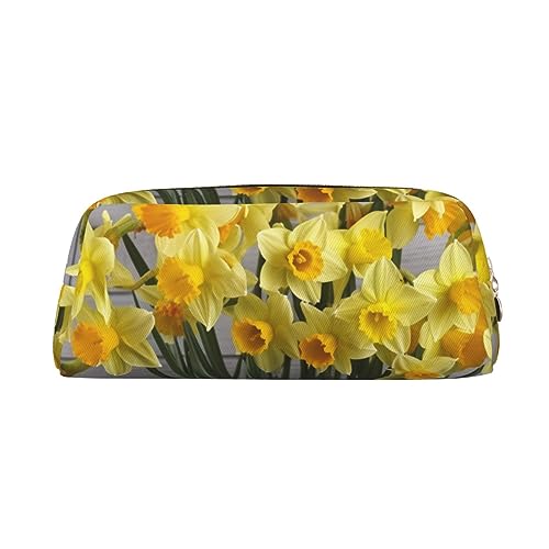 Kururi Bouquet Of Daffodils Print Pencil Case Portable Travel Makeup Bag Pen Pouch Organizer Box For Office Supplies Travel, gold, Einheitsgröße von Kururi