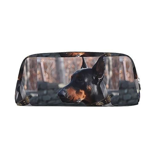 Kururi Dobermann Print Federmäppchen Tragbare Reise Make-up Tasche Schreibwaren Organizer Box für Bürobedarf Reisen, silber, Einheitsgröße, Kulturbeutel von Kururi