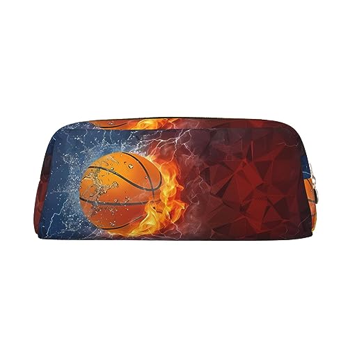 Kururi Federmäppchen mit Basketball-Flammen- und Wassertropfen-Druck, tragbar, Reise-Make-up-Tasche, Schreibwaren-Organizer-Box für Bürobedarf, Reisen, gold, Einheitsgröße, Kulturbeutel von Kururi