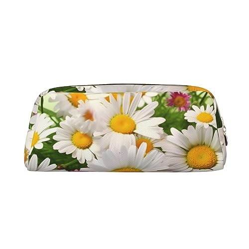 Kururi Federmäppchen mit Blumenmotiv und Gänseblümchen-Druck, tragbar, für Reisen, Make-up, Stifttasche, Organizer, Box für Bürobedarf, Reisen, gold, Einheitsgröße von Kururi