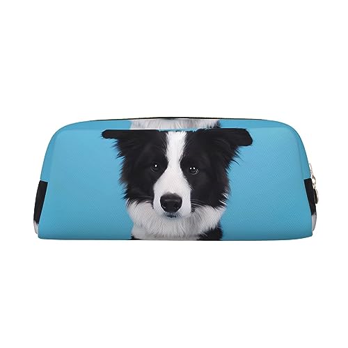 Kururi Federmäppchen mit Border Collie-Aufdruck, tragbar, Reise-Make-up-Tasche, Schreibwaren-Organizer-Box für Bürobedarf, Reisen, gold, Einheitsgröße, Kulturbeutel von Kururi