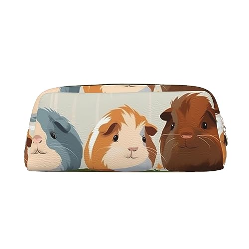 Kururi Federmäppchen mit Meerschweinchen-Illustrationsdruck, tragbare Reise-Make-up-Tasche, Stift-Beutel, Organizer-Box für Bürobedarf, Reisen, gold, Einheitsgröße von Kururi