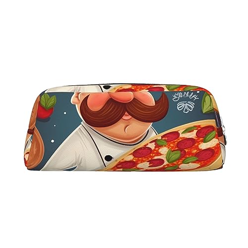 Kururi Federmäppchen mit Pizza-Motiv, tragbar, Reise-Make-up-Tasche, Stifteetui, Organizer, Box für Bürobedarf, Reisen, silber, Einheitsgröße von Kururi