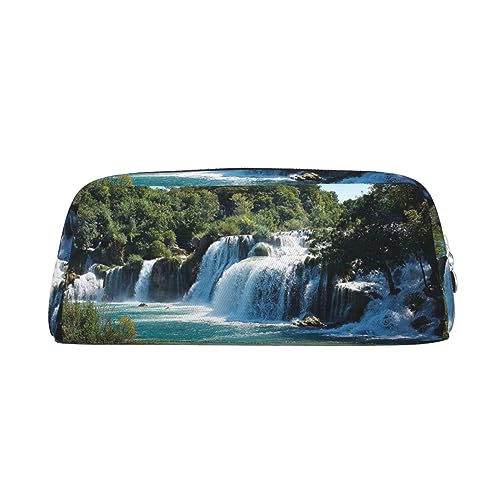 Kururi Federmäppchen mit Wasserfällen auf dem Fluss Krka, tragbar, Reise-Make-up-Tasche, Schreibwaren-Organizer-Box für Bürobedarf, Reisen, silber, Einheitsgröße, Kulturbeutel von Kururi