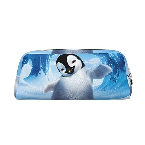 Kururi Federmäppchen mit niedlichem Pinguin-Baby-Fotodruck, tragbar, Reise-Make-up-Tasche, Schreibwaren-Organizer-Box für Bürobedarf, Reisen, gold, Einheitsgröße, Kulturbeutel von Kururi