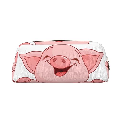 Kururi Federmäppchen mit rosa Schweine-Motiv, tragbar, Reise-Make-up-Tasche, Schreibwaren-Organizer-Box für Bürobedarf, Reisen, gold, Einheitsgröße, Kulturbeutel von Kururi