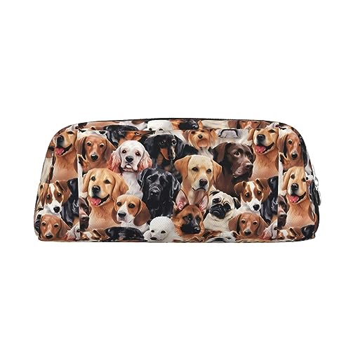 Kururi Federmäppchen mit vielen Hunden, tragbar, Reise-Make-up-Tasche, Schreibwaren-Organizer-Box für Bürobedarf, Reisen, silber, Einheitsgröße, Kulturbeutel von Kururi