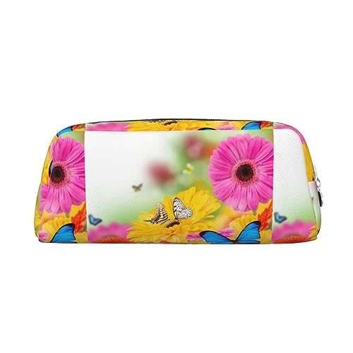 Kururi Federmappe mit Schmetterlings-Aufdruck, tragbar, Reise-Make-up-Tasche, Schreibwaren-Organizer-Box für Bürobedarf, Reisen, silber, Einheitsgröße, Kulturbeutel von Kururi