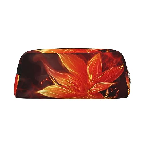 Kururi Flaming Fire Flowers Print Pencil Case Portable Travel Makeup Bag Pen Pouch Organizer Box For Office Supplies Travel, gold, Einheitsgröße von Kururi