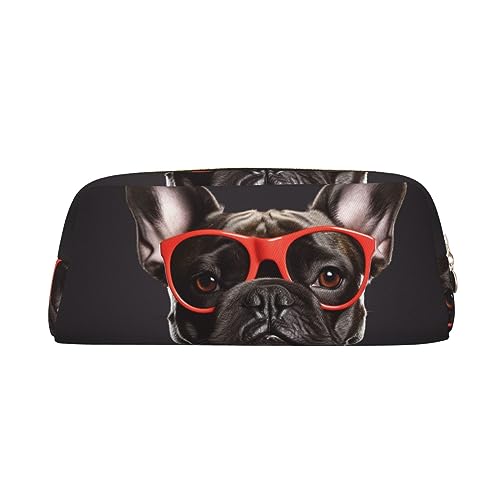 Kururi Französische Bulldogge Drucken Bleistift Fall Tragbare Reise Make-up Tasche Stift Beutel Organizer Box Für Bürobedarf Reise, gold, Einheitsgröße von Kururi