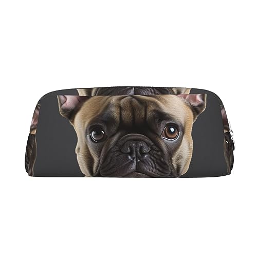 Kururi Französische Bulldogge Drucken Bleistift Fall Tragbare Reise Make-up Tasche Stift Beutel Organizer Box Für Bürobedarf Reise, silber, Einheitsgröße von Kururi