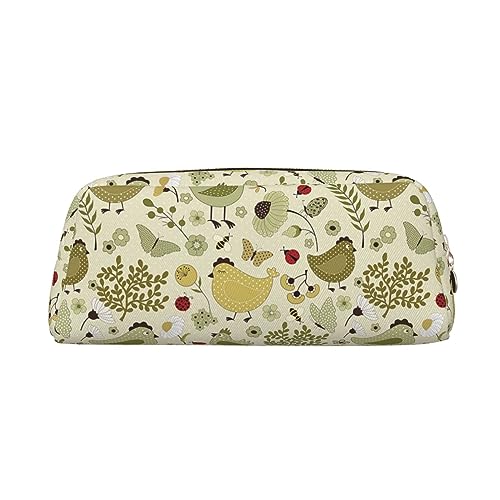 Kururi Gelbe Blätter Huhn Druck Bleistift Fall Tragbare Reise Make-up Tasche Schreibwaren Organizer Box für Bürobedarf Reisen, gold, Einheitsgröße, Kulturbeutel von Kururi