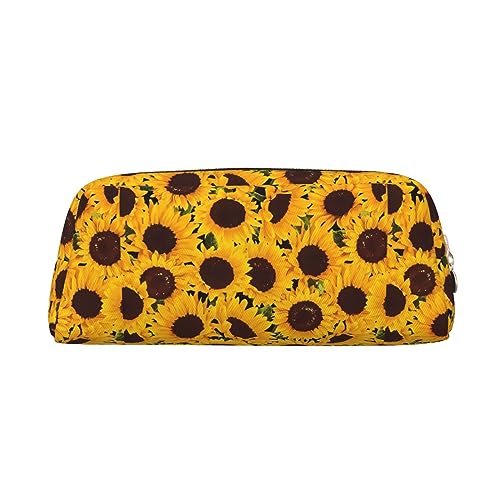 Kururi Gelbe Sonnenblumen-Druck-Bleistift-Kasten-tragbare Reise-Make-up-Tasche Schreibwaren-Organizer-Box für Bürobedarf Reisen, gold, Einheitsgröße, Kulturbeutel von Kururi