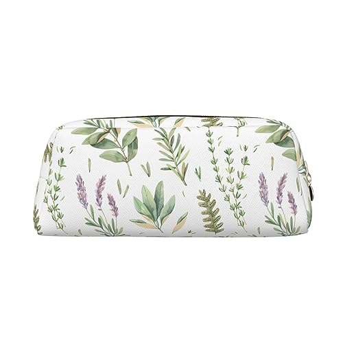 Kururi Grüne Blume Kräuter Salbei Blätter und Zweige Drucken Federmäppchen Tragbare Reise Make-up Tasche Schreibwaren Organizer Box für Bürobedarf Reisen, gold, Einheitsgröße, Kulturbeutel von Kururi