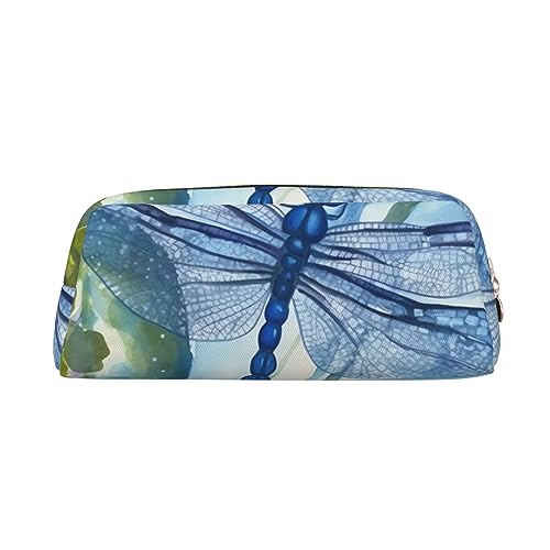 Kururi Handgemalte blaue Libelle Druck Bleistift Fall Tragbare Reise Make-up Tasche Stift Beutel Organizer Box Für Bürobedarf Reise, gold, Einheitsgröße von Kururi