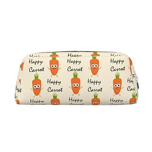 Kururi Happy Carrot Print Federmäppchen Tragbare Reise Make-up Tasche Schreibwaren Organizer Box für Bürobedarf Reisen, silber, Einheitsgröße, Kulturbeutel von Kururi