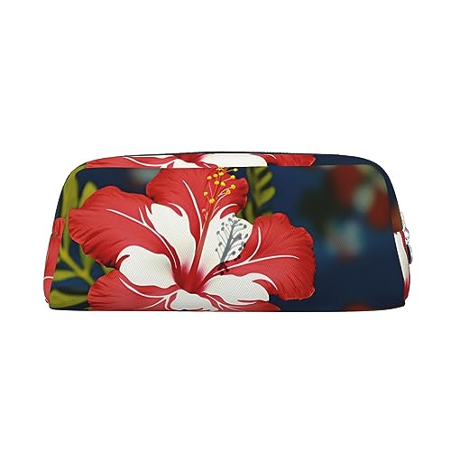 Kururi Hawaii-Blumen-Druck-Bleistift-Kasten-tragbare Reise-Make-up-Tasche Stifte-Beutel-Organizer-Box für Bürobedarf Reisen, silber, Einheitsgröße von Kururi